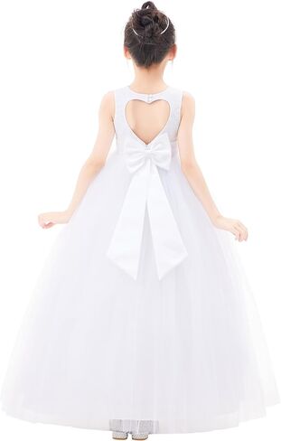 ekidsbridal الأزهار الدانتيل انقطاع القلب زهرة فتاة اللباس قاعة التعميد ثوب 172noFT in Kuwait