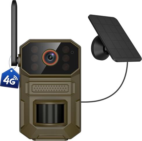 4G LTE Cellular Outdoor Security Camera,1080p for Home Security with Motion Detection, 2-Way Audio, Night Vision, IP65, Solar Panel, Built-in SIM Card, Unlimited Plan (Sold Separately) in Kuwait