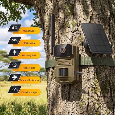 4G LTE Cellular Outdoor Security Camera,1080p for Home Security with Motion Detection, 2-Way Audio, Night Vision, IP65, Solar Panel, Built-in SIM Card, Unlimited Plan (Sold Separately) in Kuwait
