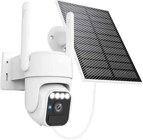 WY-LINK Solar Camera Outdoor Wireless, 360° Cameras for Home Security, Two-Way Talk, Auto Tracking, Light Alarm, Color Night Vision (Black) in Kuwait