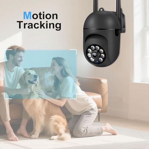 1080P Outdoor Security Camera, Home Security Camera for Kids Pet Monitor, Wireless WiFi Camera Surveillance 360° Panorama, 2-Way Audio, Night Vision, Motion Tracking, Cloud & SD Card Storage, Black in Kuwait