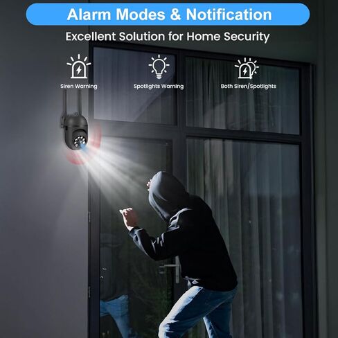 1080P Outdoor Security Camera, Home Security Camera for Kids Pet Monitor, Wireless WiFi Camera Surveillance 360° Panorama, 2-Way Audio, Night Vision, Motion Tracking, Cloud & SD Card Storage, Black in Kuwait