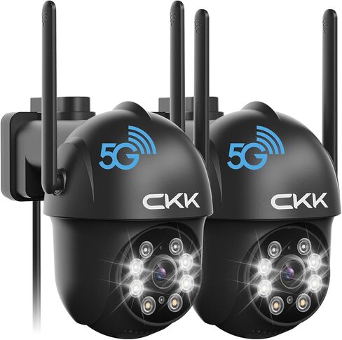 CKK 2K Security Camera Outdoor Corded Power, 4 Pcs 3MP PTZ WiFi Home Security Camera - 2.4G/5G Dual-Band, 360° Pan-Tilt, Color Night Vision, Motion Alerts, 2-Way Audio, 24/7 Recording, Waterproof in Kuwait