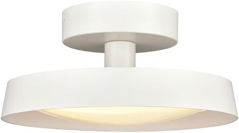 Elk Home Nancy 1-Light Semi Flush - بلمسة نهائية بيضاء غير لامعة، مع غطاء معدني أبيض غير لامع مع موزع زجاجي أبيض، طراز حديث/معاصر in Kuwait