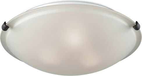 Elk Home Thomas Lighting CN734399 Sunglow 3-Light Flush in Oil Rubbed Bronze with White Glass (Brushed Nickel Clips Included), 17W X 17D X 5H, Silver in Kuwait