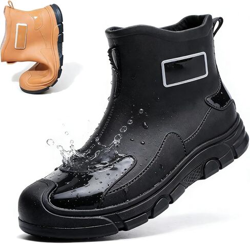Short Rain Boots for Women’s Lug Sole Platform Waterproof Wide Calf Ankle Rain boots with Removable Comfort Insole Fashion Round Toe Anti-Slip Rubber Garden Outdoor Work Deck Mud Chelsea Boots in Kuwait