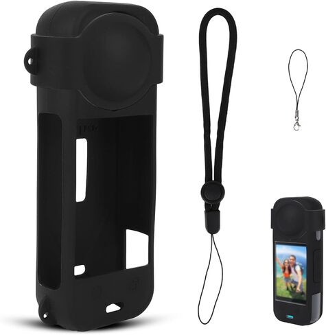 قطعتان من غطاء السيليكون لجهاز Insta 360 x5، حافظة واقية من السيليكون ملائمة تمامًا مع حزامين لجسم الكاميرا وإكسسوارات حماية العدسات الأساسية هدية لعشاق التصوير الفوتوغرافي in Kuwait