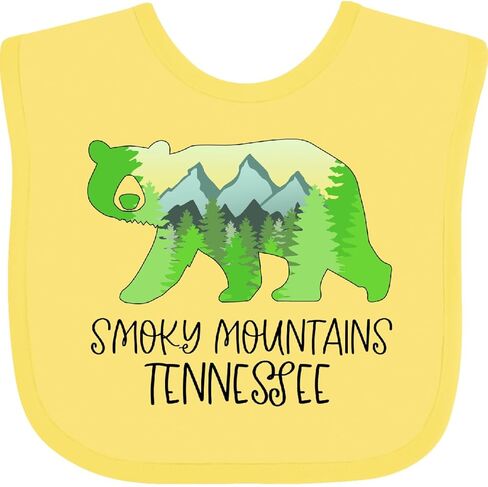 inktastic Smoky Mountains, Tennessee- Mountains and Bear Shape Baby Bib in Kuwait