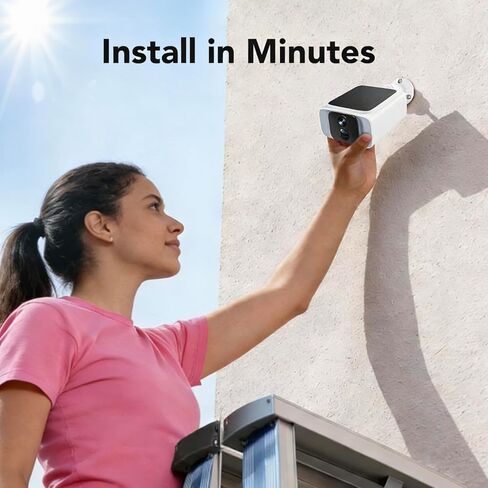 GNCC Solar Security Camera Outdoor, 2.4 & 5GHz WiFi Outdoor Security Camera 4MP Solar Powered WiFi Camera with Color Night Vision, Spotlight, PIR Motion Detection, Easy to Install, SD/Cloud Storage in Kuwait