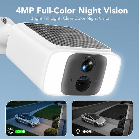 GNCC Solar Security Camera Outdoor, 2.4 & 5GHz WiFi Outdoor Security Camera 4MP Solar Powered WiFi Camera with Color Night Vision, Spotlight, PIR Motion Detection, Easy to Install, SD/Cloud Storage in Kuwait