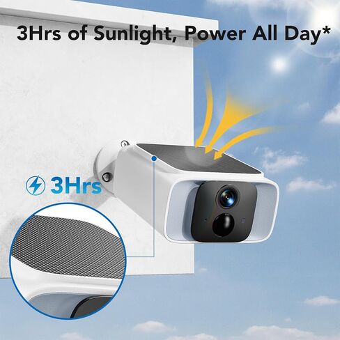 GNCC Solar Security Camera Outdoor, 2.4 & 5GHz WiFi Outdoor Security Camera 4MP Solar Powered WiFi Camera with Color Night Vision, Spotlight, PIR Motion Detection, Easy to Install, SD/Cloud Storage in Kuwait