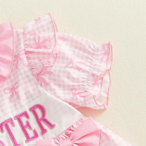 GOOCHEER Big Sister Lil Sister Matching Outfit Summer Newborn Short Sleeve Smocked Romper Toddler Ruffle Plaid Dress Clothes in Saudi Arabia