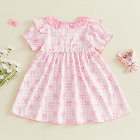 GOOCHEER Big Sister Lil Sister Matching Outfit Summer Newborn Short Sleeve Smocked Romper Toddler Ruffle Plaid Dress Clothes in Saudi Arabia