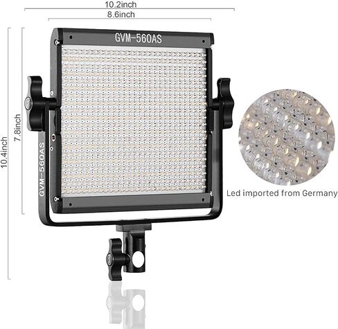 مصباح فيديو GVM 560 LED، ثنائي اللون قابل للتعتيم، مجموعة إضاءة التصوير الفوتوغرافي مع التحكم في التطبيق، إضاءة فيديو مع احترافية لليوتيوب، الاستوديو، 2300K-6800K، CRI 97+ (لا يشمل الحامل) in Kuwait
