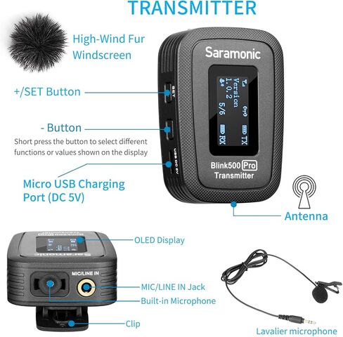 Saramonic USB-C Wireless Lavalier Microphone System for Live, Blink500 Pro B6 Dual-Microphone for Samsung Galaxy Hauwei Google Pixel Smartphone for YouTube Video Facebook Vlog in Kuwait