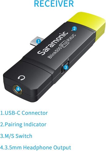 Saramonic USB-C Wireless Lavalier Microphone System for Live, Blink500 Pro B6 Dual-Microphone for Samsung Galaxy Hauwei Google Pixel Smartphone for YouTube Video Facebook Vlog in Kuwait