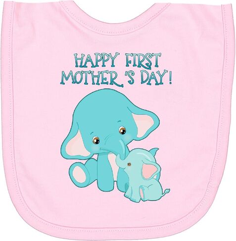 inktastic Happy First Mother's Day Cute Elephants Newborn Bib in Saudi Arabia