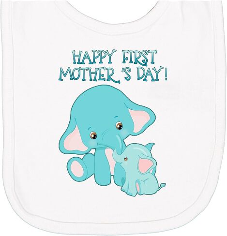 inktastic Happy First Mother's Day Cute Elephants Newborn Bib in Saudi Arabia