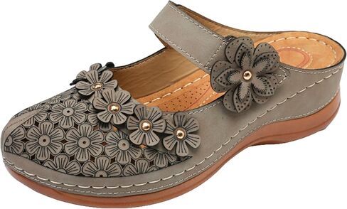 Obosoyo Women Closed Toe Sandals Summer Flat Slip On Floral Hollow Out Thick Sole Comfort Shoes Dressy Casual Wedding in Kuwait