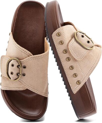 Women's Platform Sandals, Arch Support Walking Sandals with Adjustable Buckle Straps, Non Slip Thick Sole Comfort Slides, Summer Beach Casual Slip On Shoes in Saudi Arabia