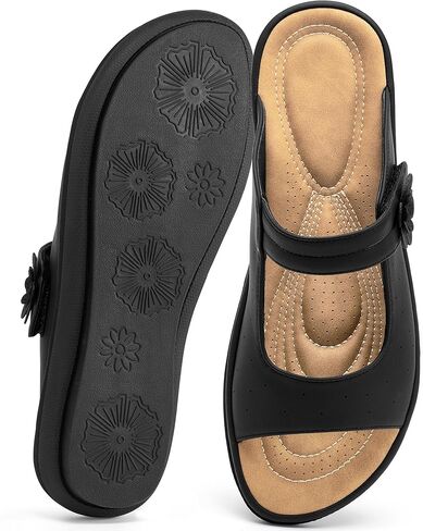 Flats Sandals for Women Dressy: 2026 Summer Comfortable Slides Adjustable Cushioned Slip On Shoes for Casual Walking Vacation in Kuwait