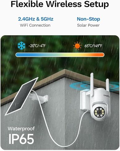 كاميرات مراقبة تعمل بالطاقة الشمسية لاسلكية في الهواء الطلق: 2K 4MP AOV 24/7 كاميرا أمان للتسجيل المستمر لاسلكية، كاميرا WiFi مزدوجة النطاق 2.4G/5G مع بطاقة SD، تعمل بالطاقة الشمسية، رؤية ليلية ملونة، محادثة ثنائية الاتجاه in Kuwait