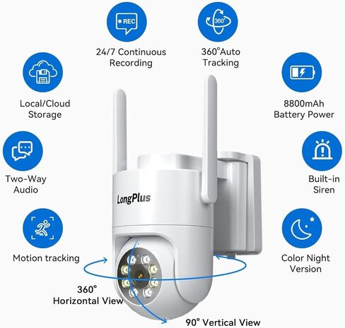 كاميرات مراقبة تعمل بالطاقة الشمسية لاسلكية في الهواء الطلق: 2K 4MP AOV 24/7 كاميرا أمان للتسجيل المستمر لاسلكية، كاميرا WiFi مزدوجة النطاق 2.4G/5G مع بطاقة SD، تعمل بالطاقة الشمسية، رؤية ليلية ملونة، محادثة ثنائية الاتجاه in Kuwait