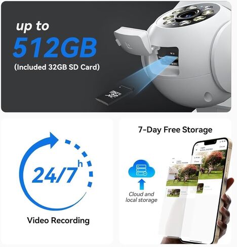 كاميرات مراقبة تعمل بالطاقة الشمسية لاسلكية في الهواء الطلق: 2K 4MP AOV 24/7 كاميرا أمان للتسجيل المستمر لاسلكية، كاميرا WiFi مزدوجة النطاق 2.4G/5G مع بطاقة SD، تعمل بالطاقة الشمسية، رؤية ليلية ملونة، محادثة ثنائية الاتجاه in Kuwait