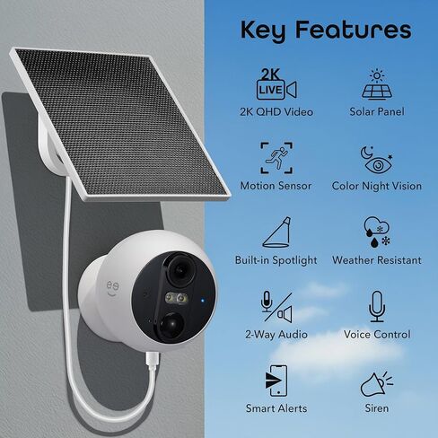 Geeni Perch 3MP Smart Magnetic Battery Camera with 3W Solar Panel – 2K HD Outdoor Wireless Security Camera with Continuous Solar Power, Color Night Vision, LED Spotlight, & IP65 Weatherproof in Saudi Arabia