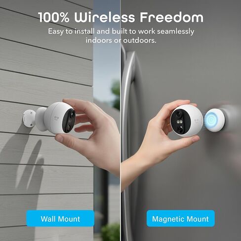 Geeni Perch 3MP Smart Magnetic Battery Camera with 3W Solar Panel – 2K HD Outdoor Wireless Security Camera with Continuous Solar Power, Color Night Vision, LED Spotlight, & IP65 Weatherproof in Saudi Arabia