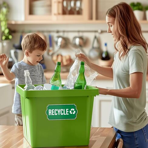 Pack 6 Pcs Recycle and Trash Sticker for Trash Cans Garbage Bins Recycling Bin Labels Waste Signs Indoor Outdoor Home Offices Bumper Stickers Reusable Waterproof Vinyl Decals Set in Saudi Arabia