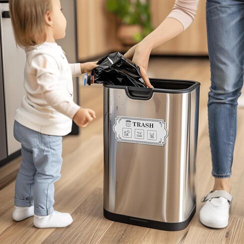 Pack 6 Pcs Recycle and Trash Sticker for Trash Cans Garbage Bins Recycling Bin Labels Waste Signs Indoor Outdoor Home Offices Bumper Stickers Reusable Waterproof Vinyl Decals Set in Saudi Arabia