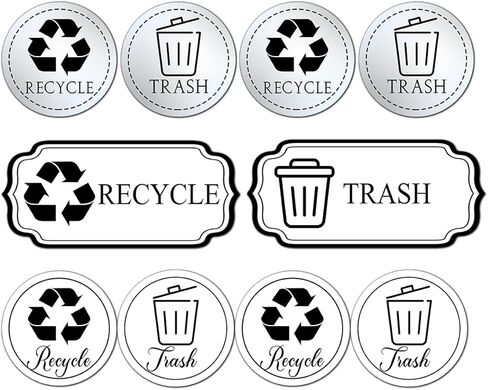 Pack 6 Pcs Recycle and Trash Sticker for Trash Cans Garbage Bins Recycling Bin Labels Waste Signs Indoor Outdoor Home Offices Bumper Stickers Reusable Waterproof Vinyl Decals Set in Saudi Arabia