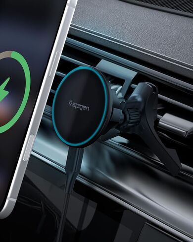 Spigen Cryomax MagFit Qi2.2 25W MagSafe Car Mount Wireless Charger [Ultra-Fast Charging Function w/Active Peltier Cooling] (Requires 45W Charging Adapter) Compatible with iPhone 17 16 15 14 13 Series in Saudi Arabia