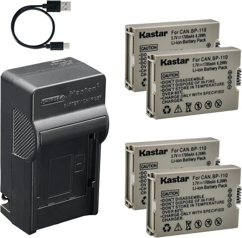 بطارية Kastar مكونة من قطعتين وشاحن تيار متردد وUSB-C، متوافق مع Canon BP-110 BP110 CG-110 لكاميرات VIXIA HF R20 R21 R26 R27 R28 R200 R205 R206 in Kuwait