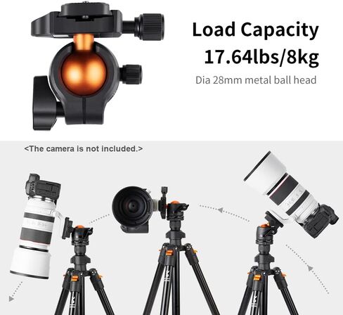 حامل ثلاثي محمول من سبائك الألومنيوم للسفر مع عمود مركزي قابل للدوران 360 درجة وسعة تحميل 8 كجم حقيبة حمل للكاميرات وأجهزة العرض والتلسكوبات in Kuwait