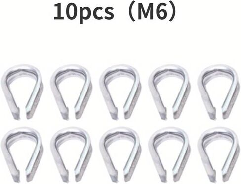 10pcs 304 Stainless Steel M2 M3 M4 M6 Wire Rope Protective Sleeve Cable Thimbles Clamps Hasps Rigging Fasteners Chicken Heart Ring (10pcs-m6) in Saudi Arabia