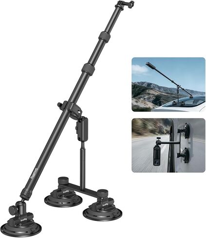 SMALLRIG Car Mount for Insta360 X5/X4/X3, for DJI OSMO 360 Camera, for GoPro, Triple Suction Cup Mount Kit with 120cm/47.2" Invisible Telescopic Selfie Stick, Ball Head, Magic Arm Clamp, Adapter -5843 in Kuwait
