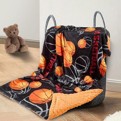 Basketball Baby Blanket for Boys Soft Fleece Minky Blanket with Dotted Backing Double Layer Newborn Toddler Blankie for Nursery Stroller Crib 26.5 * 40 in in Kuwait