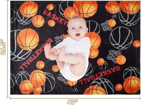 Basketball Baby Blanket for Boys Soft Fleece Minky Blanket with Dotted Backing Double Layer Newborn Toddler Blankie for Nursery Stroller Crib 26.5 * 40 in in Kuwait
