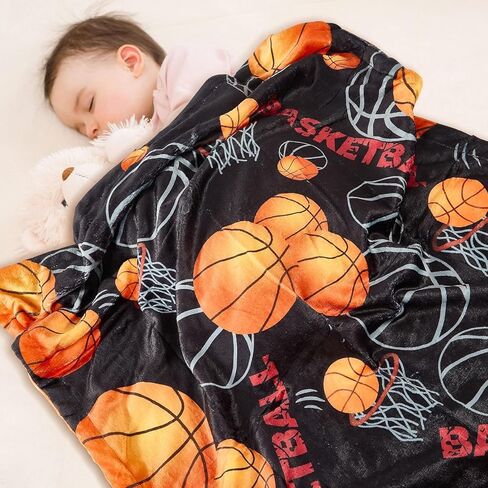 Basketball Baby Blanket for Boys Soft Fleece Minky Blanket with Dotted Backing Double Layer Newborn Toddler Blankie for Nursery Stroller Crib 26.5 * 40 in in Kuwait