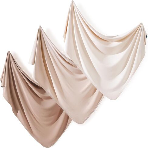 GRSSDER 3 Pack Newborn Swaddle Blanket, Ultra Soft Stretchy Jersey Knit Extra Large Size 33 x 44 Receiving Blankets for Easy Swaddling Baby Snug and Cozy in Saudi Arabia