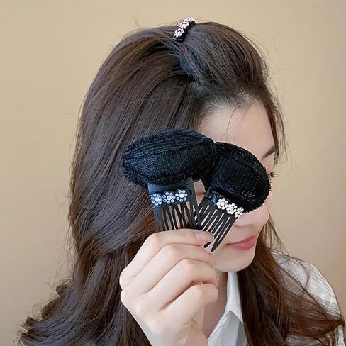 KuuGuu 10 PCS Rhinestone Flower Hair Volumizing Clips with Comb Hair Cushion Fashionable Non-Slip Invisible Fluffy Hair Pad Clip with Sponge Inserts Puffy Voluminous Hairstyles for Women Girls in Kuwait