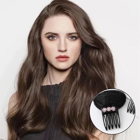KuuGuu 10 PCS Rhinestone Flower Hair Volumizing Clips with Comb Hair Cushion Fashionable Non-Slip Invisible Fluffy Hair Pad Clip with Sponge Inserts Puffy Voluminous Hairstyles for Women Girls in Kuwait