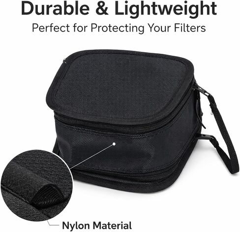 Camera Filter Carrying Case with 9 Slots, Large Capacity Nylon Bag, Design - Adjustable Shoulder Strap, Double Zipper, Outdoor Travel Essential in Kuwait