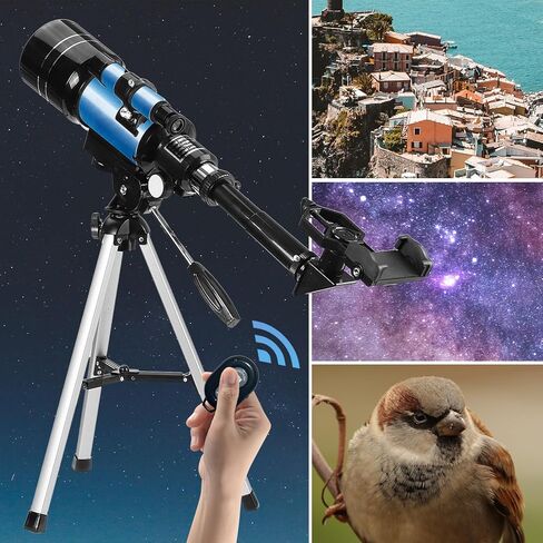 iMeshbean Telescope for Adults&Beginners,70mm Aperture (15X-150X) Astronomical Refractor Telescope,300mm Portable Travel Telescope with A Finder Scope,Moon Filter,Phone Adapter for Astronomy Beginners in Kuwait