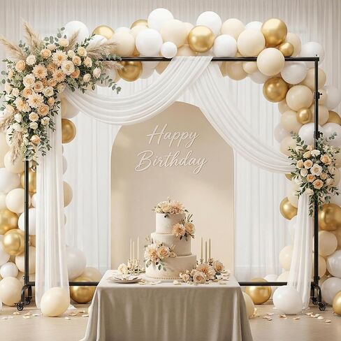 10x7.7FT Heavy Duty Rolling Backdrop Stand, Adjustable Photo Background Banner Stand with Wheels, Portable Support Kit for Wedding, Studio Photography, Party & Event Decoration in Kuwait
