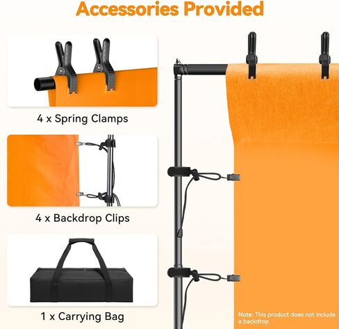 10x7.7FT Heavy Duty Rolling Backdrop Stand, Adjustable Photo Background Banner Stand with Wheels, Portable Support Kit for Wedding, Studio Photography, Party & Event Decoration in Kuwait