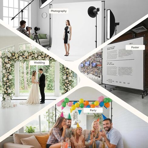 10x7.7FT Heavy Duty Rolling Backdrop Stand, Adjustable Photo Background Banner Stand with Wheels, Portable Support Kit for Wedding, Studio Photography, Party & Event Decoration in Kuwait
