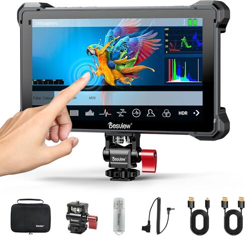 شاشة كاميرا Desview A7 مقاس 7 بوصة بدقة 4K HDMI، شاشة لمس ميدانية فائقة السطوع 2800nits 1920x1200 لكاميرا DSLR وكاميرا الفيديو، شاشة فيديو خارجية 4K 60 هرتز HDR مع بطارية NP-F750 in Kuwait
